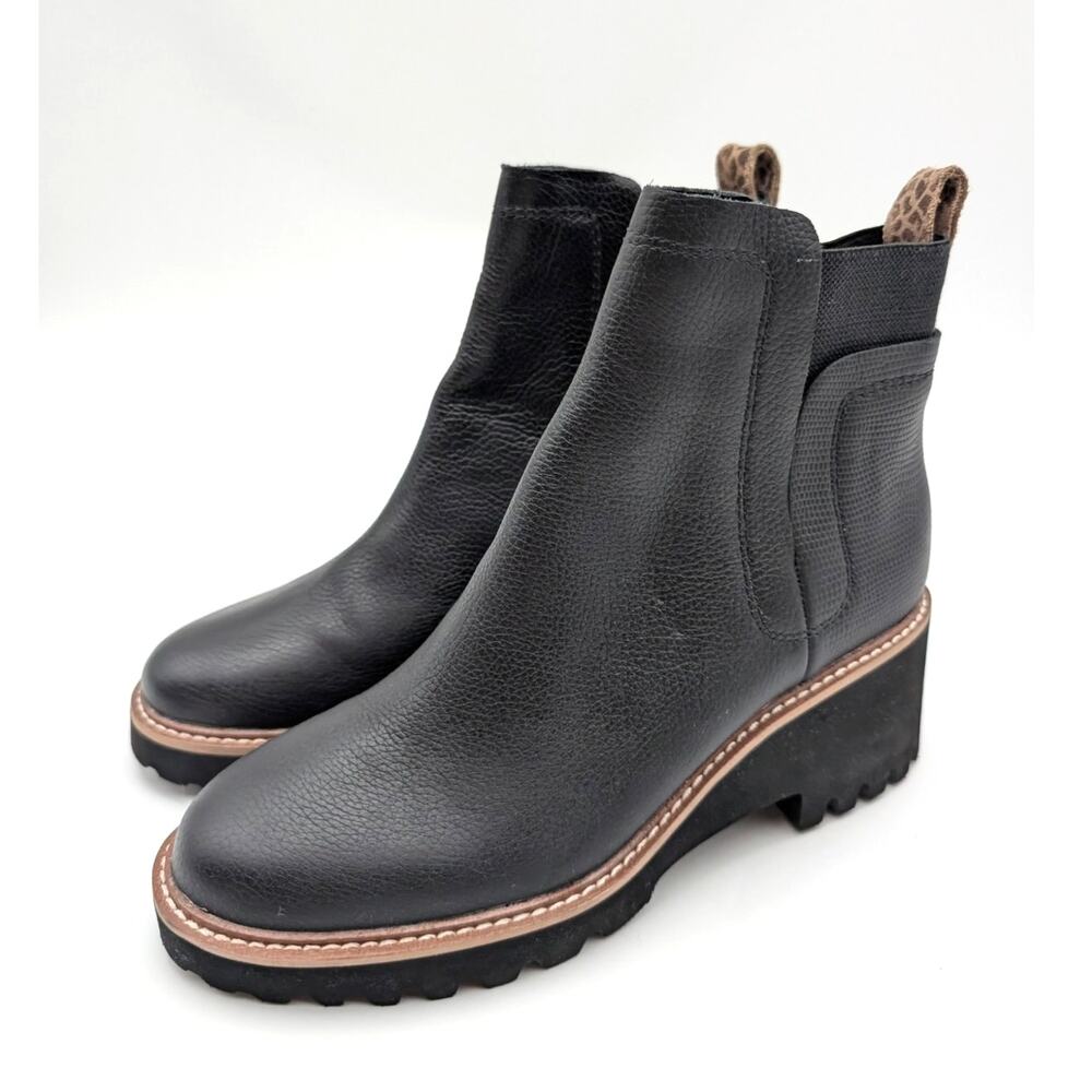 Dolce Vita Huey H2O Waterproof Lug Sole Ankle Booties Women's Black US7.5 EU38